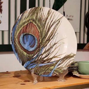 7 Pratos Rasos Pavão Real Plus de Cerâmica Alleanza 30cm