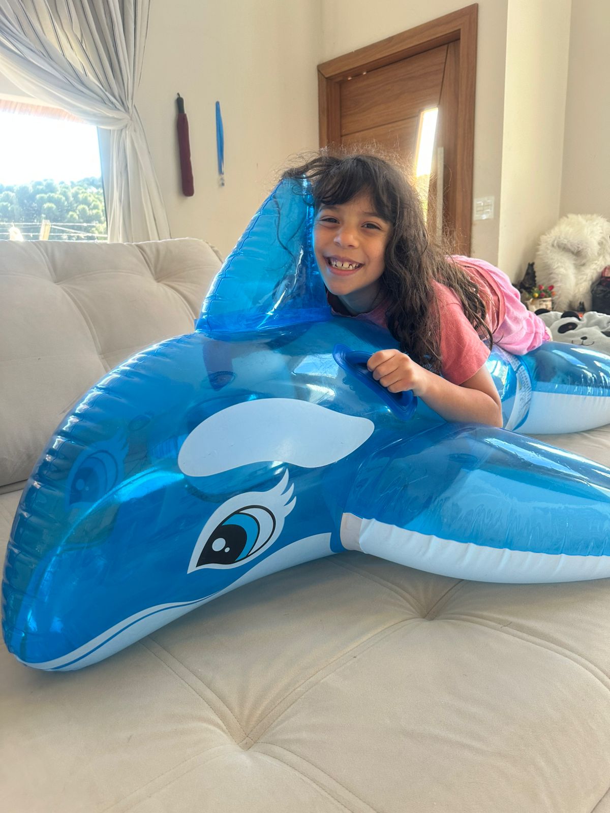 Boia Inflável Baleia PVC Resistente com Alças (Aprox. 169cm)
